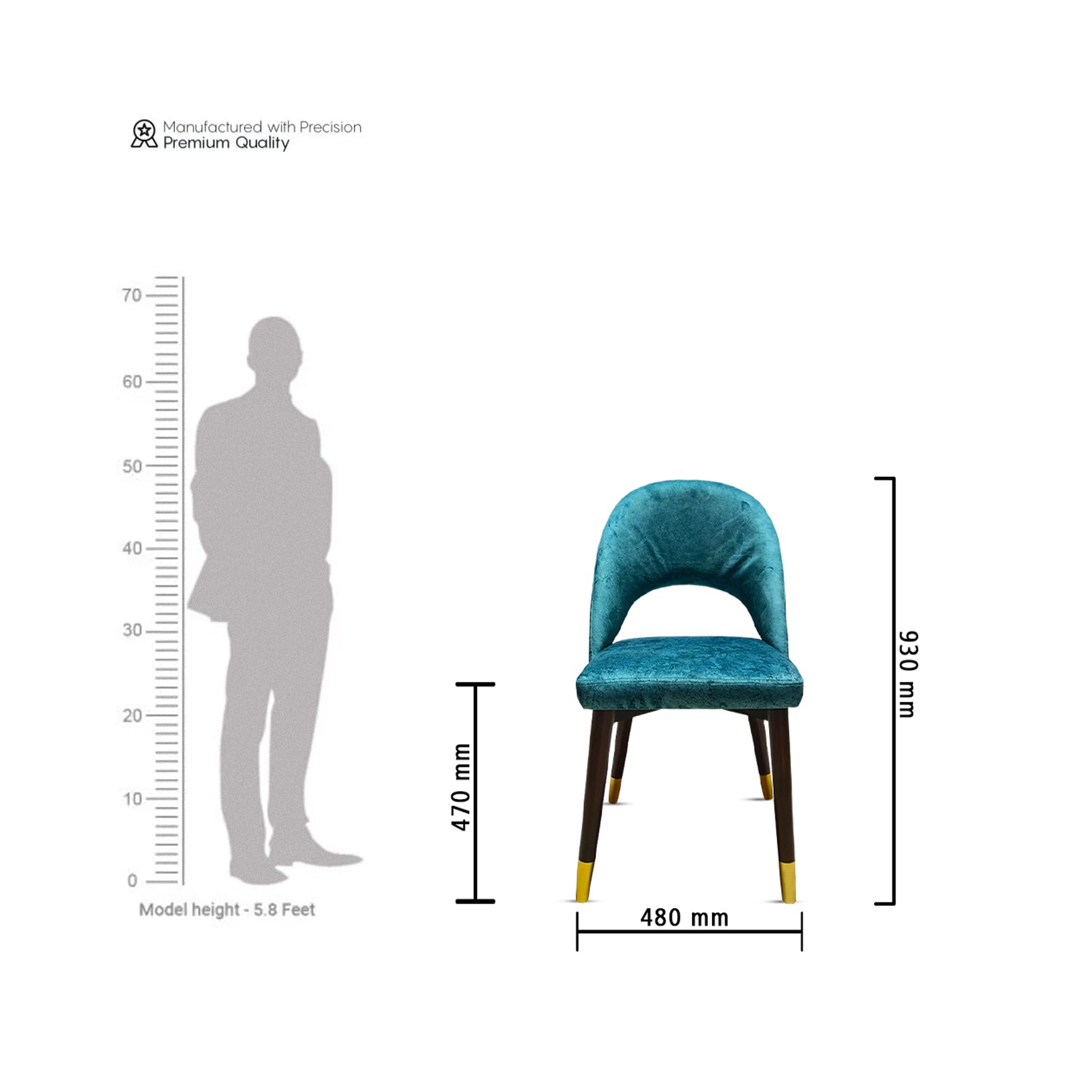 Velvet Curve Dining Study Chair With  fabric  set of 6