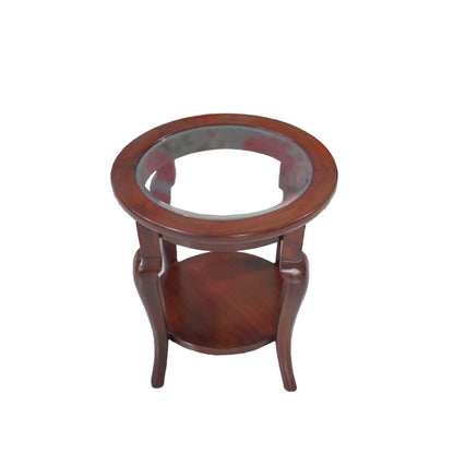 Vintage Round Glass-Top End Table